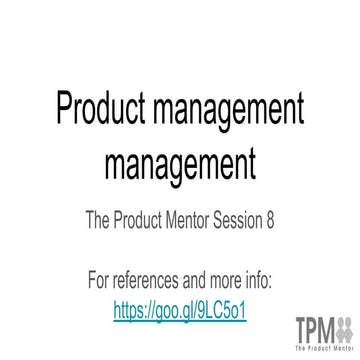 Product Management Management