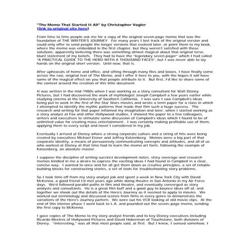 "The Memo That Started It All" by Christopher Vogler