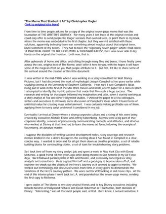 "The Memo That Started It All" by Christopher Vogler