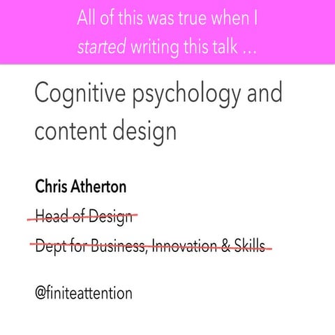 Cognitive Psychology and Content Design