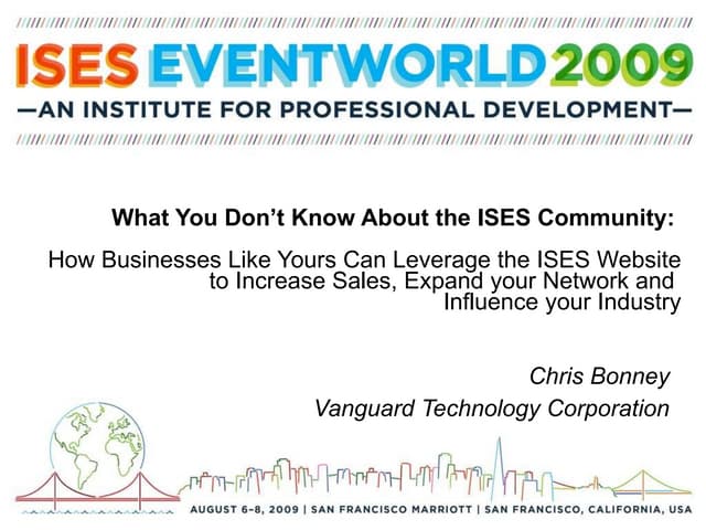 Vanguard Technology - ISES Event World Online Community Talk