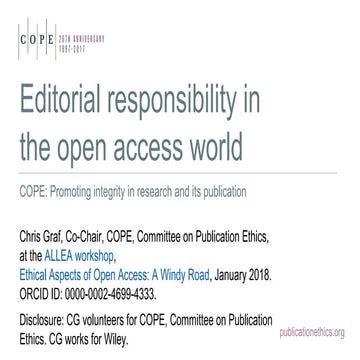  Editorial responsibility in an open access world - Chris Graf