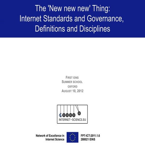 Chris Marsden, University of Essex (Plenary): Regulation, Standards, Governance – Definitions and Disciplines