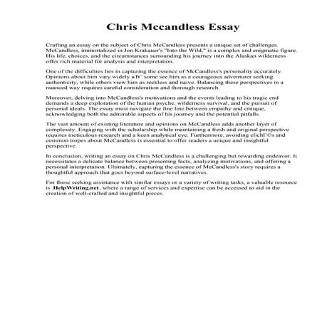 Chris Mccandless Essay. Abraham Lincoln University