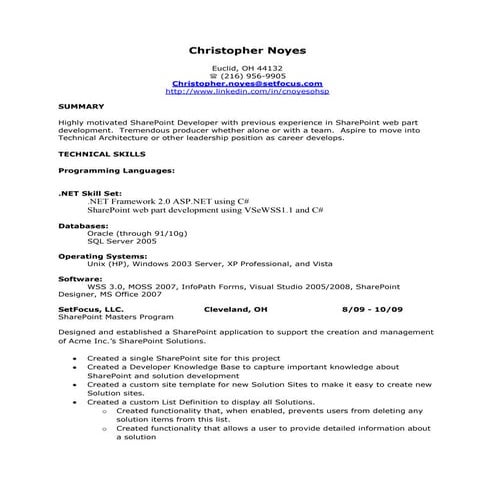 Christopher Noyes Resume | PDF