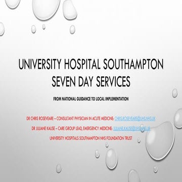 Seven Day Services - Practical Solutions – Weekend Ward Round Rostering ...