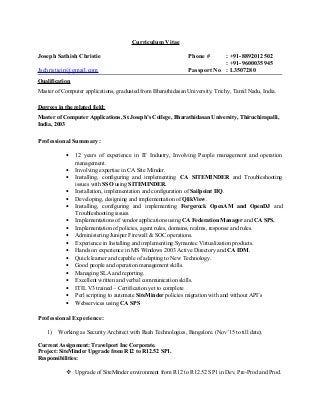 ca siteminder resume