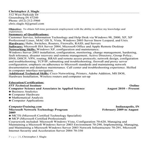Chris slagle technical resume 2016