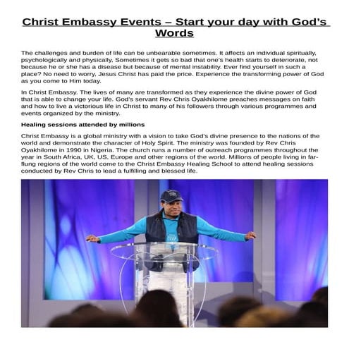 Christ embassy events – start your day with god’s words
