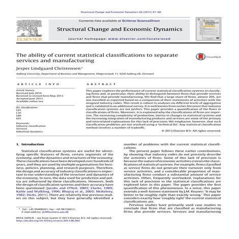 The ability of current statistical classifications to separateservices and ma...