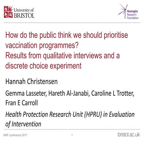 Dr Hannah Christensen @ MRF's Meningitis & Septicaemia in Children & Adults 2017