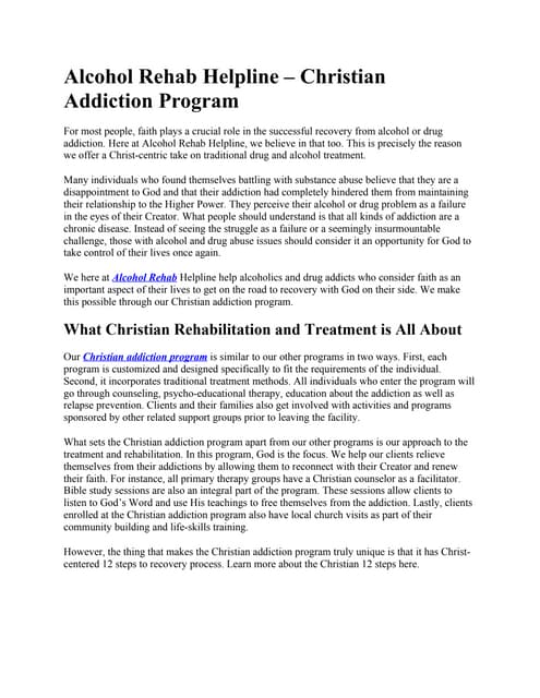 Christian addiction program