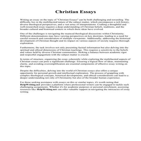 Christian Essays.pdfChristian Essays | PDF