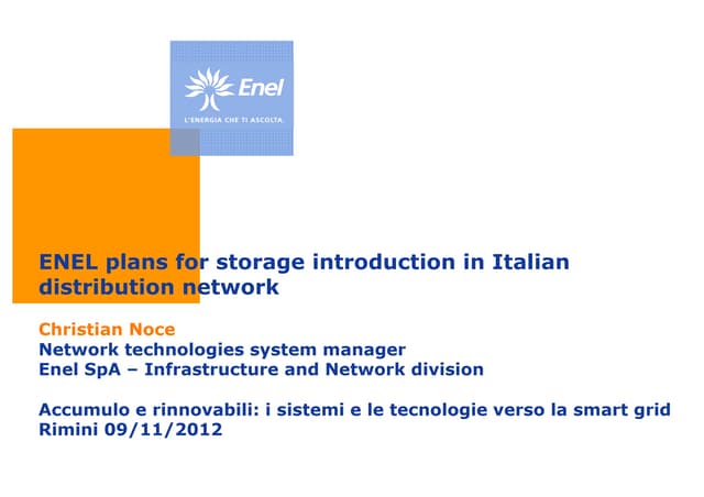 ENEL plans for storage introduction in Italian distribution network