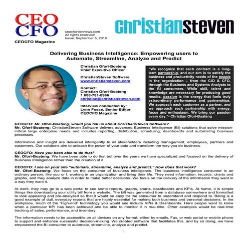 Delivering Business Intelligence: Empowering users to Automate, Streamline, A...