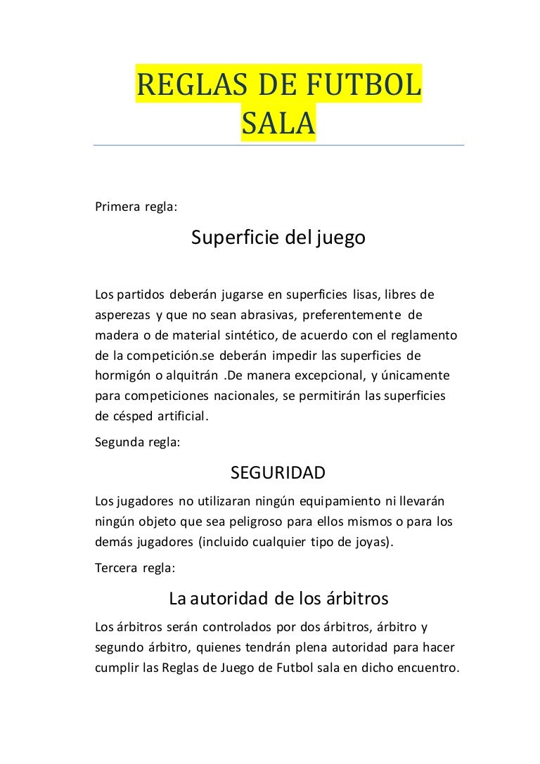 Reglas de futbol sala Cristian 5ºB