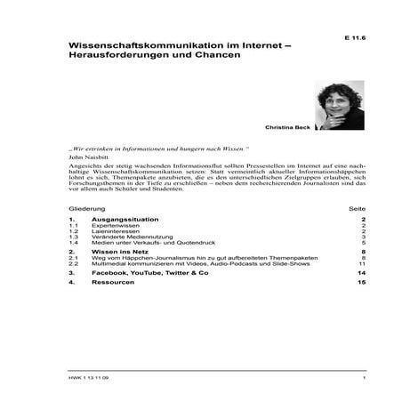 Christina Beck: Wissenschaftskommunikation im Internet