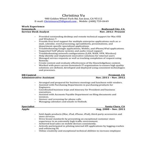 Christina vu's resume