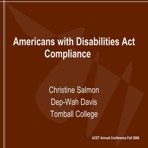 American with Disabilities Act Compliance