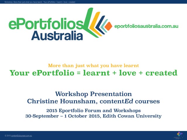 More than just what you have learnt: Your ePortfolio=learnt + love+created-Ch...