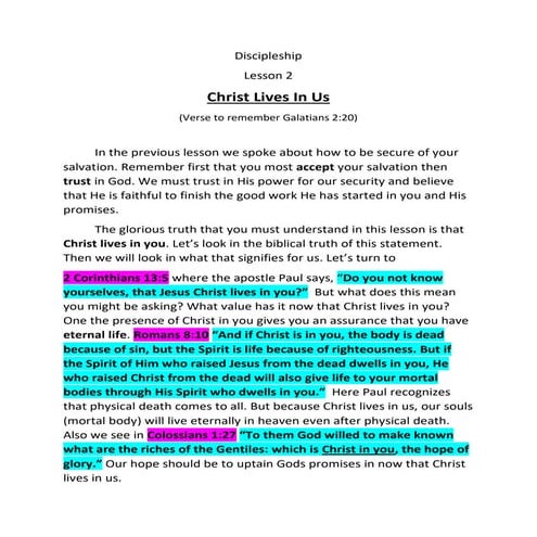 Christ lives in us class #2 | PDF
