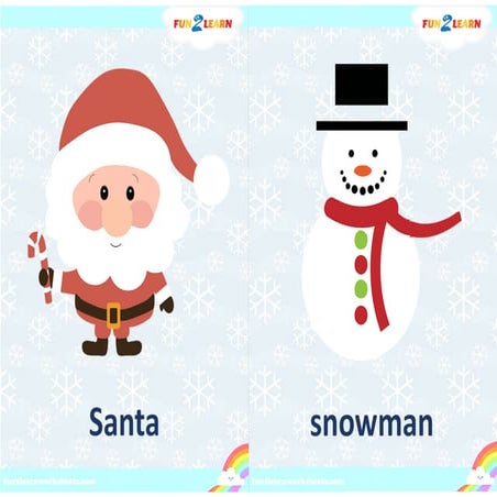 christmas-flashcards-santa-snowman-reindeer-stocking-present-christmas-tree-r...