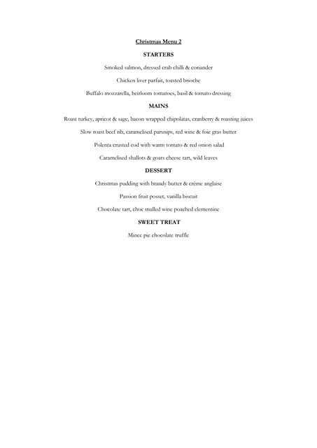The hogget christmas menu