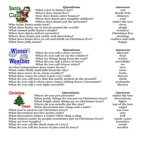 Christmas game questions