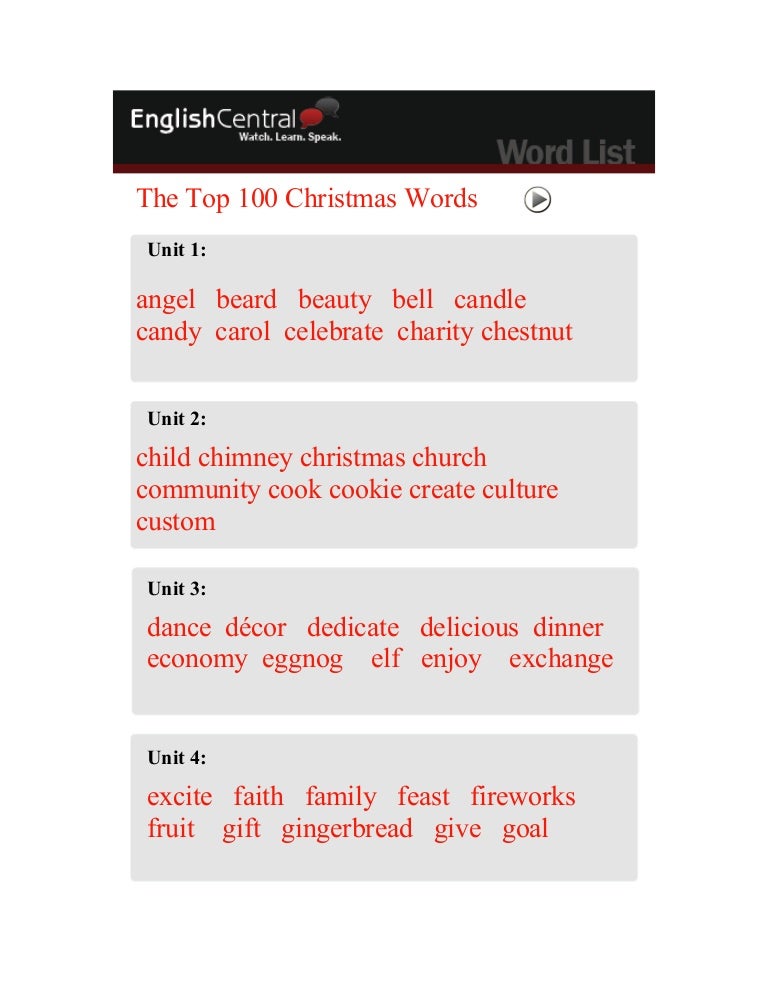 Christmas wordlist