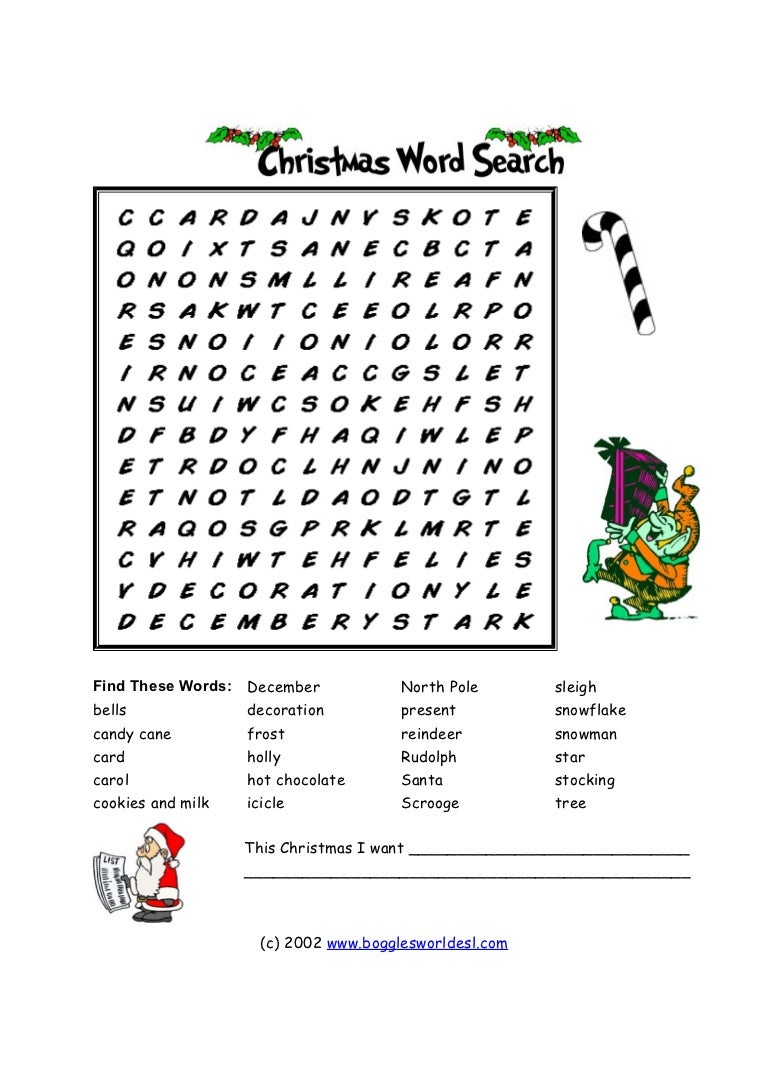 christmas wordsearch for beginners