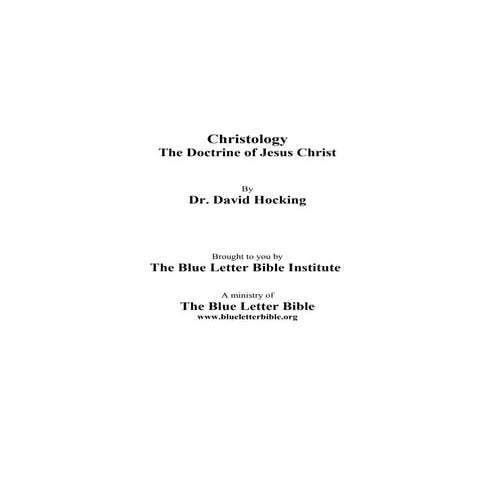 Christology the Doctrine of Jesus Christ | PDF