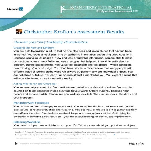 Korn/Ferry Assessment | PDF