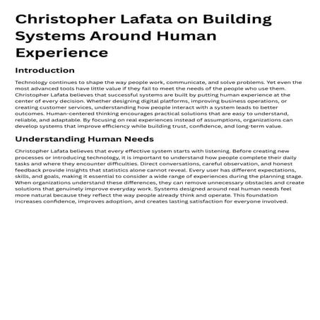 Christopher Lafata on Building Systems Around Human Experience | PDF