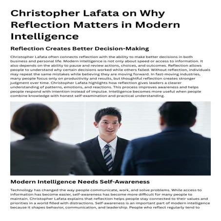 Christopher Lafata on Why Reflection Matters in Modern Intelligence | PDF