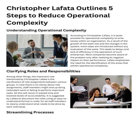 Christopher Lafata Outlines 5 Steps to Reduce Operational Complexity | PDF