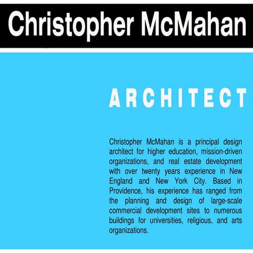 Christopher McMahan, AIA, LEED Portfolio