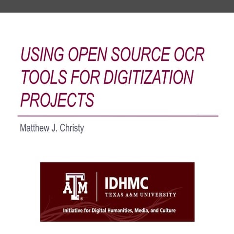 SAA 2014 Pre-conference Workshop - OCRing with Open Source Tools