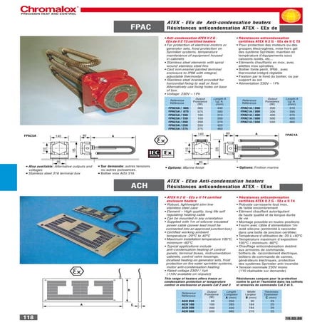 Chromalox Atex Hazardous Area Anti Condensation Heaters - ACH & FPAC ...