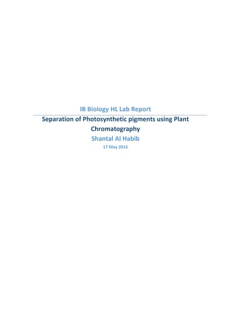 Chromatography Lab Report Biology