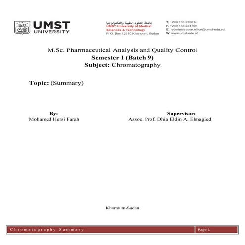Chromatography summary