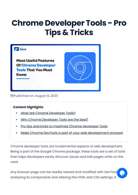 Chrome Developer Tools - Pro Tips & Tricks