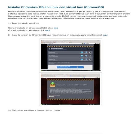Instalar ChromiunOS en virtualbox y ChromeOS en windows8 | PDF