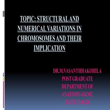 CHROMOSOMAL ABERRATIONS APPLIED ASPECTS-GENETICS