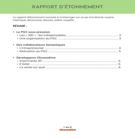 Rédiger un rapport d’étonnement Réflexions