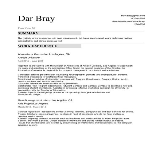 Chronological Resume