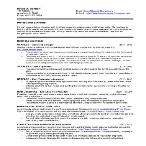 Chronological resume