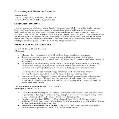 Chronological resume example