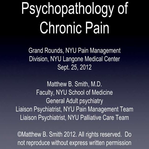 Chronic Pain and Psychoapathology