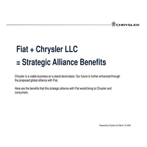 Chrysler Fiat Alliance Benefits