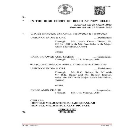 Delhi High Court Judgment on Disabilty Pension | PDF